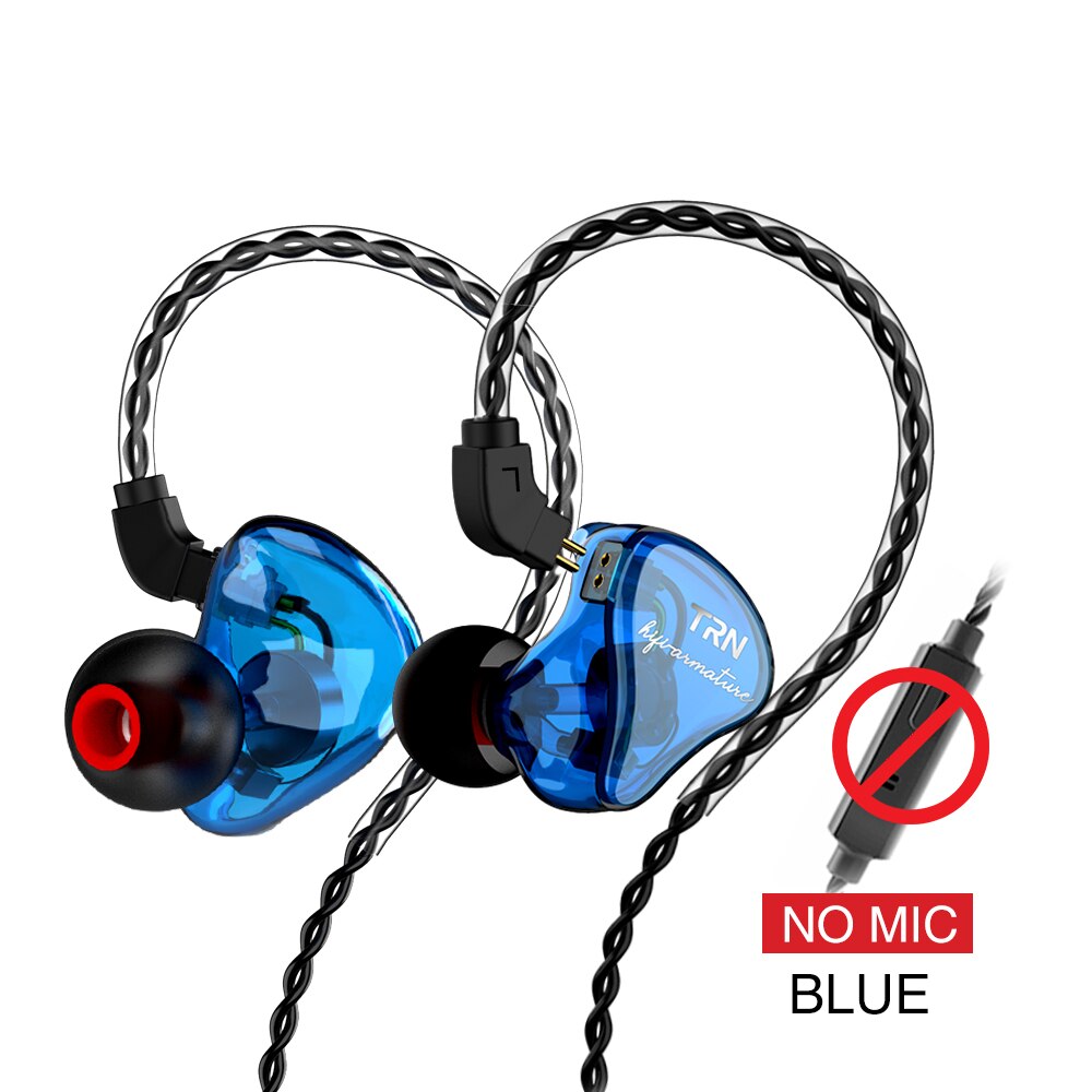 TRN IM1 PRO 1BA 1DDHybrid In Ear Earphone Monito Running Sport Earphone HIFI Headset Detachable Detach 2Pin Cable TRN VX V90 M10: Blue no mic