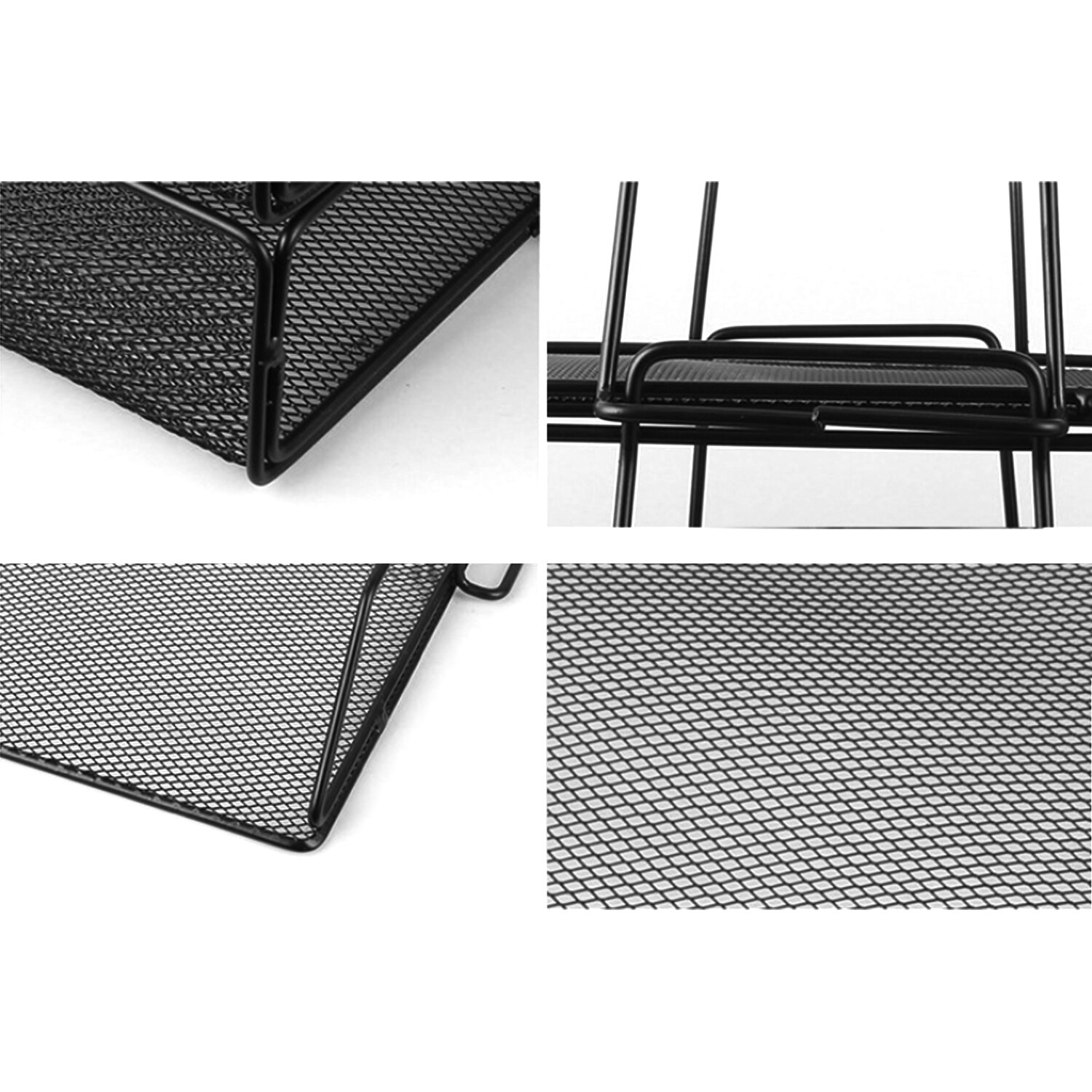 3-Tier Detachable PP Mesh Filing Trays File Holder Stand Organizer for Magazine Letter Paper Document Home Office Desk