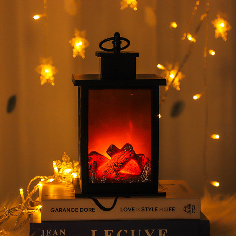 Luz LED para chimenea con temporizador, linterna de llama de fuego de madera realista, lámpara de mesa estilo carbón, para , , Camping, decoración del hogar