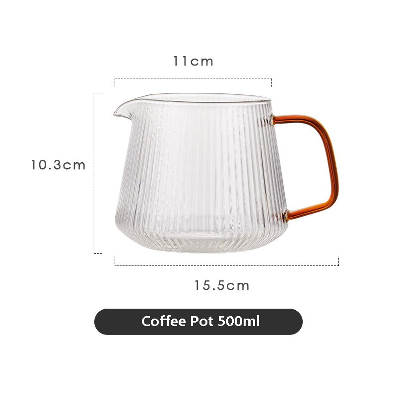 Glass Coffee Pot Hand Brewed Drip Pour Over Coffee Filter Holder Rack Coffee Filter Hand Brewed Coffee Filter Set: Coffee Pot 500ml