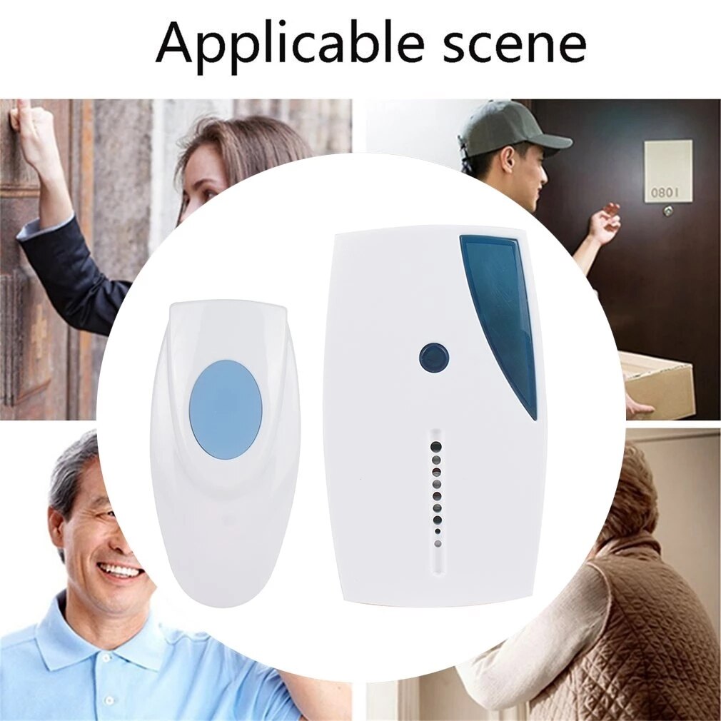 Timbre inalámbrico para puerta de casa, timbre de bienvenida inteligente con 36 canciones, resistente al agua, botón blanco
