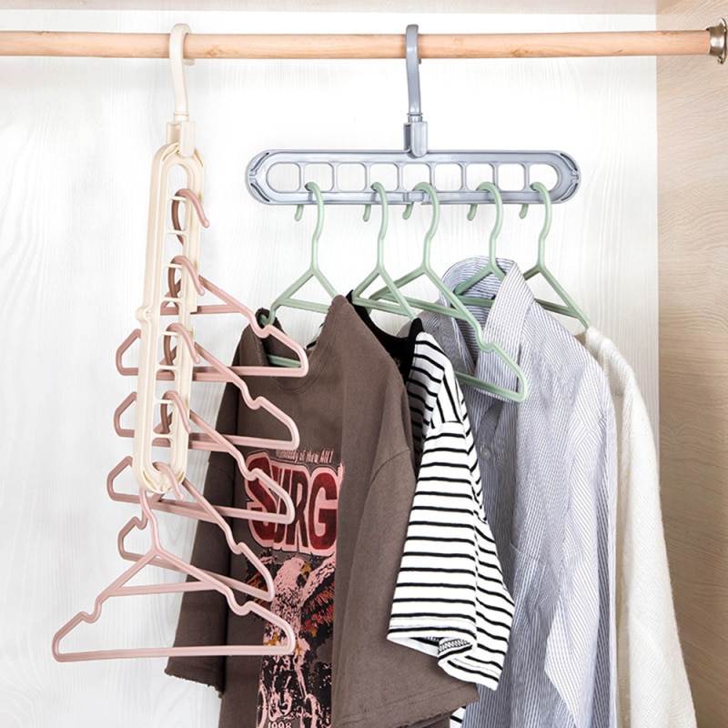 Plastic Clothes Hanger Drying Rack Hanger Holder Stand Multifunction Multi-port Closet Organizer Space Saving Storage Organizer