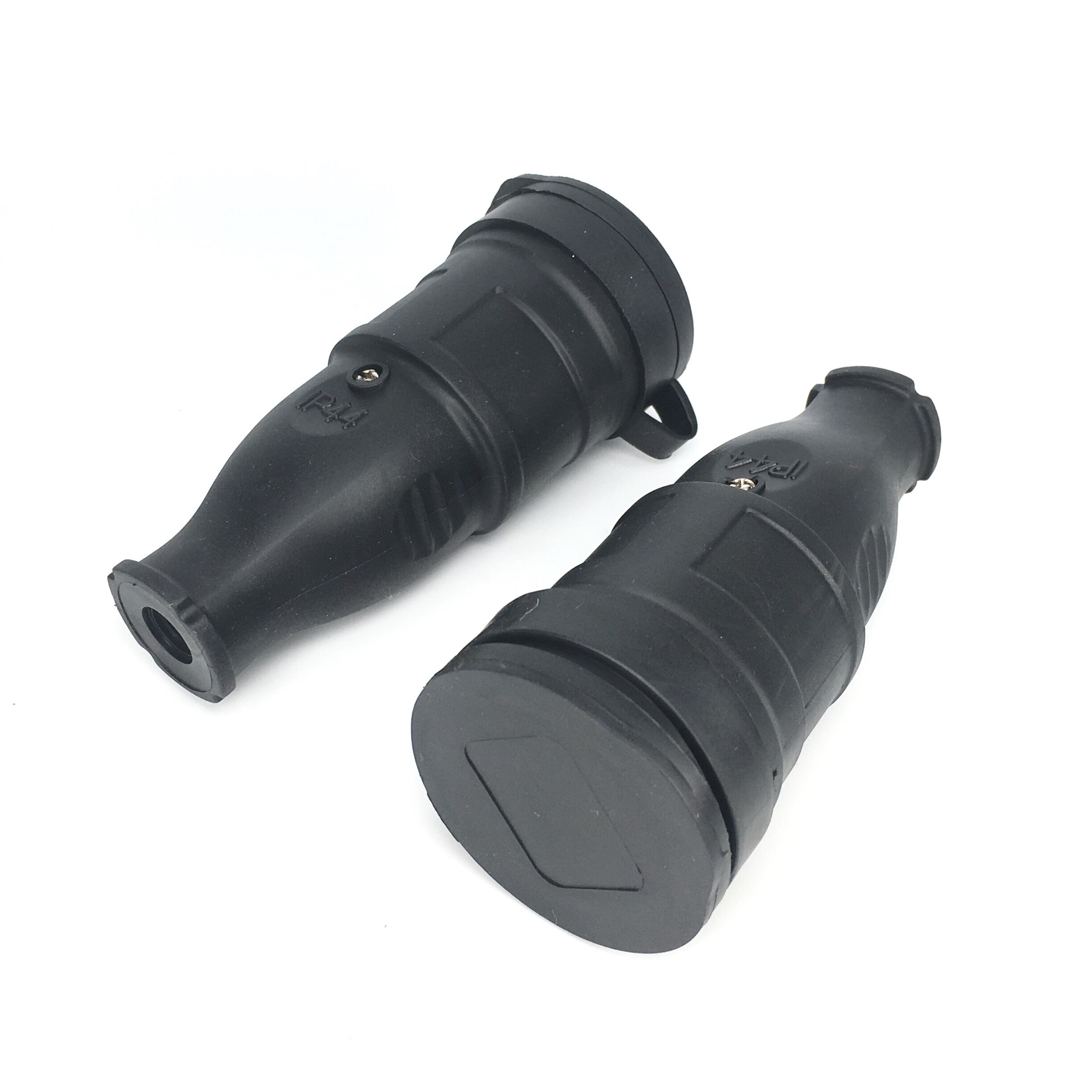 Eu rubber waterproof socket plug electrically grounded european plug with cover  ip44 for diy power cable 16a 250v