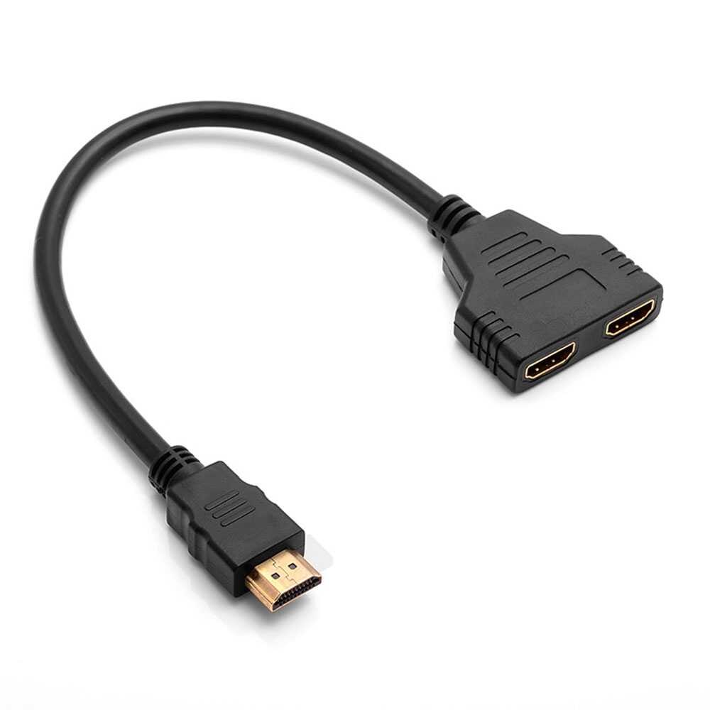 HDMI Splitter Adapter Black 1 Male Input to 2 Screens Displayed Female Output 1080P Full HD Cable Converter for Monitor