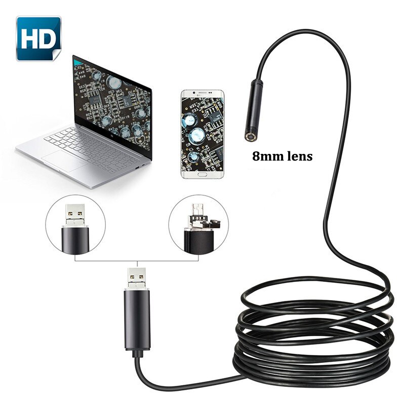 Hd 2MP 6 Led 8Mm Len 1M 5M Android Usb Endoscoop IP67 Waterdichte Inspectie Borescope Tube Camera otg Android Telefoon 720P