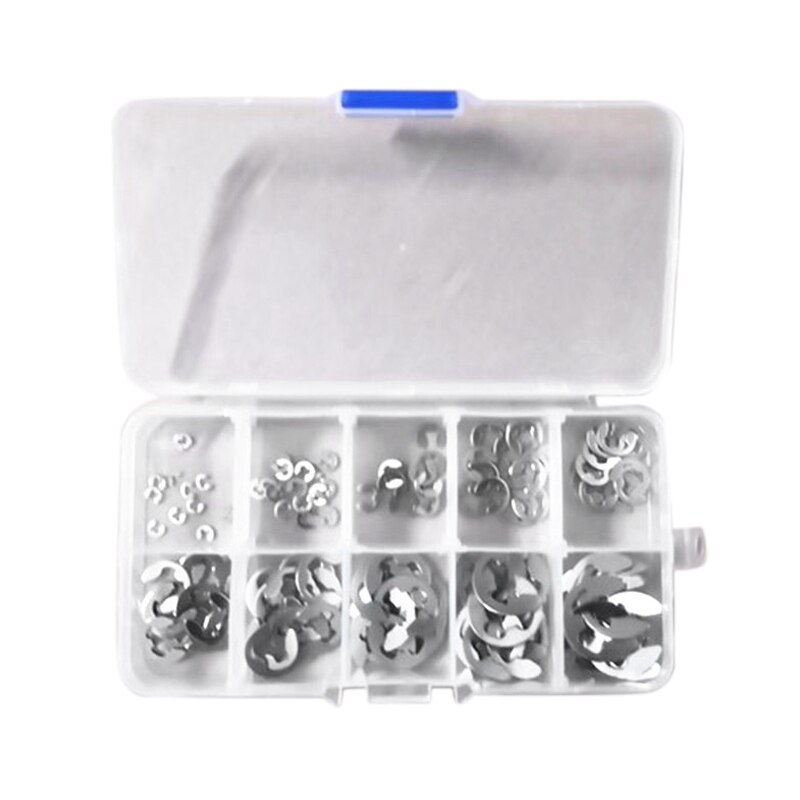 120Pcs/Lot 304 Stainless Steel Stainless Steel E Clip Washer assortment Kit Circlip Retaining Ring for Shaft Fastener M1.5~M10