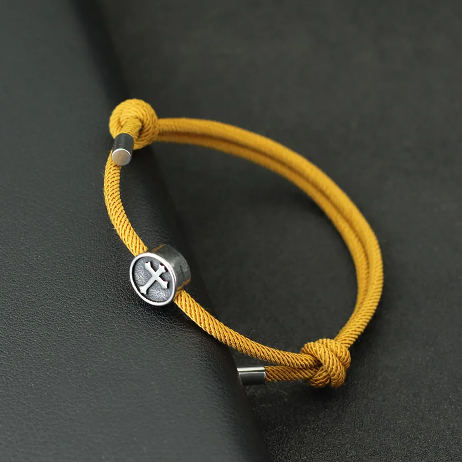 Kruis Armband Voor Heren Handgemaakte Verstelbare 3Mm Dunne String Braslet Unfading Viking Braclet Accessoires Hombre Armband Herren