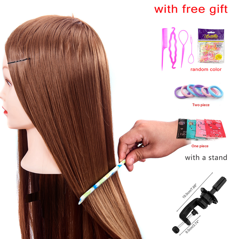 80cm Female Mannequin Head with Synthetic Hair For Practice Hair Braiding Hairstyles Dolls Hairdressing Styling Training Head: WHITE
