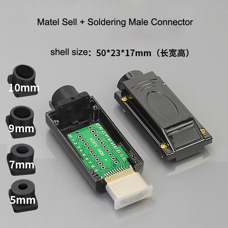Conector HDMI sin soldadura 2,0, enchufe de cable de alta definición, placa de circuito de soldadura HDMI, Terminal macho DIY, adaptador de reparación de línea HD 4K: Naranja