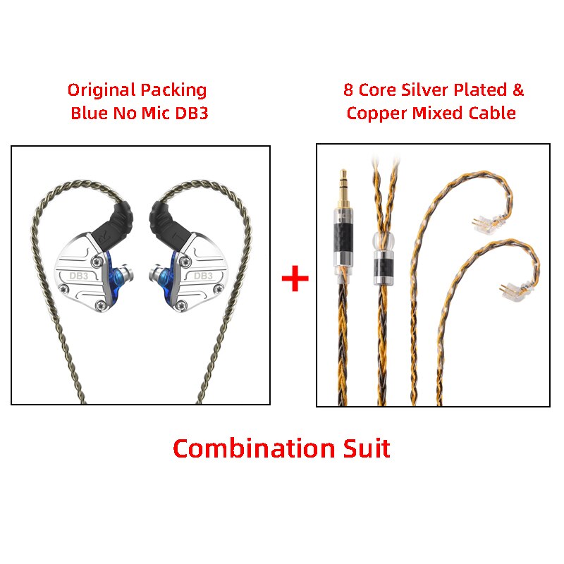 NICEHCK DB3 1BA + 2DD hybride 3 unités de pilote dans l'oreille écouteur moniteur en cours d'exécution Sport écouteur HIFI casque écouteurs IEM DJ Stage 2Pin: Blue nomic 3.5 C8-1