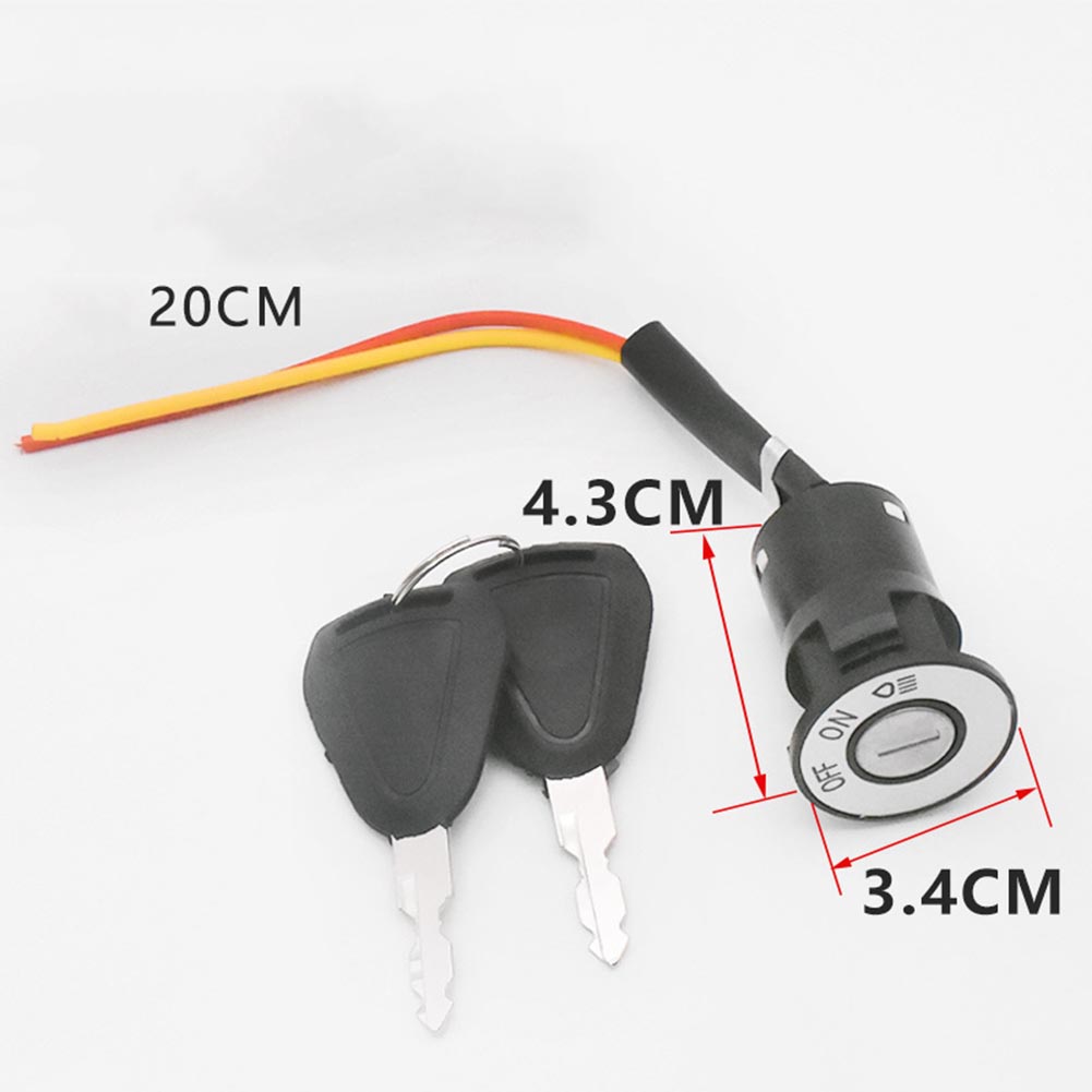 Bicycle Ignition Key Electric Bike Lock Switch 2-Wire Position For Electric Scooter E-Bike Lock& Key For Electric Bike Scooter: Light Grey