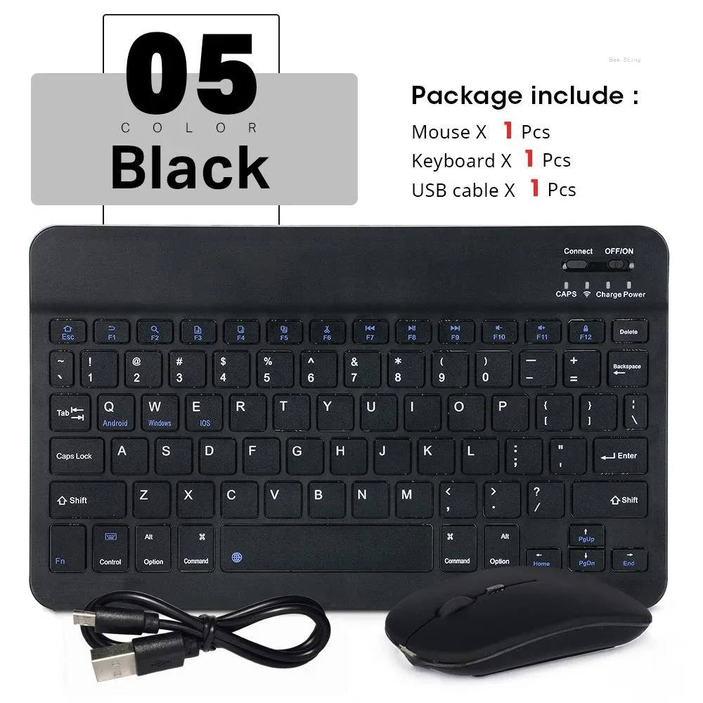 Mini souris Bluetooth sans fil 10 pouces BT clavier espagnol pour iPad 8 10e 9e génération téléphone tablette Portable pour Huawei Android: WHITE