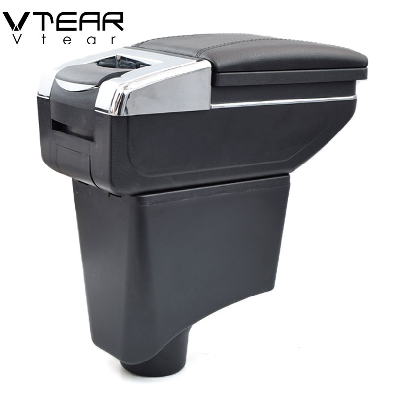 Vtear For Dacia Renault sandero accessories car armrest leather arm rest usb storage box car-styling decoration interior