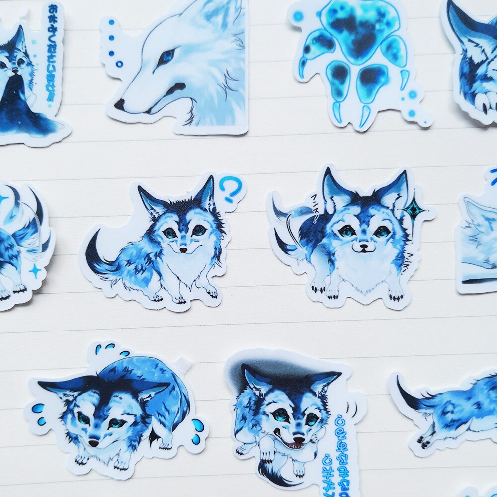 20/40pcs Cute Wolf Baby Cartoon Waterproof Sticker Notebook Skateboard Decoration PVC Stationery Stickers