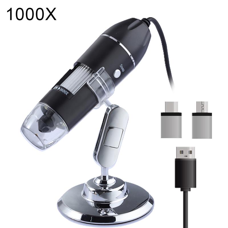 1600X 3 in 1 USB Digital Mikroskop Kamera Typ-c Mikro USB Tragbare Elektronen Mikroskope Für Lözehn Mit 8 LEDs Halterung: 1000X
