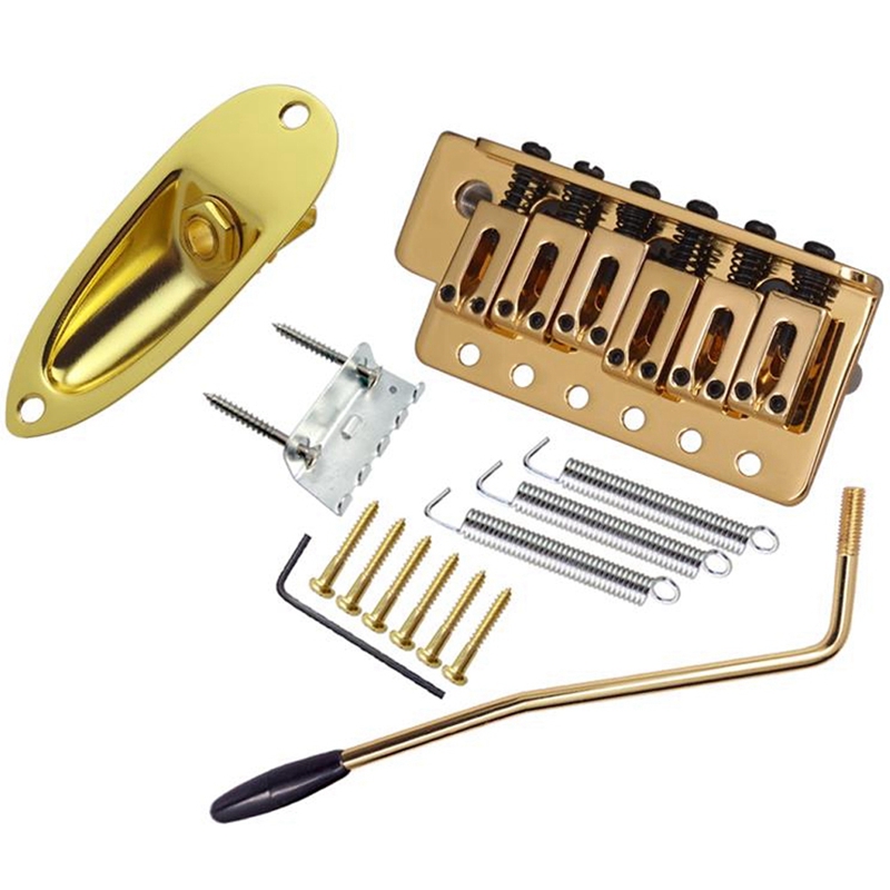 Gold Guitar Tremolo Bridge Arm Springs with Boat Jack Socket Set for Fender ST Electric Guitar Parts Accessorie: Default Title