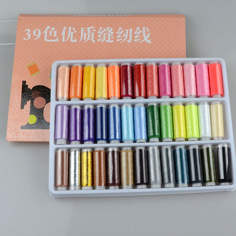 A Set Of 39 Spools Sewing Machine Parts 100% Polyester Thread Spools Multi Color Sewing Thread Spools