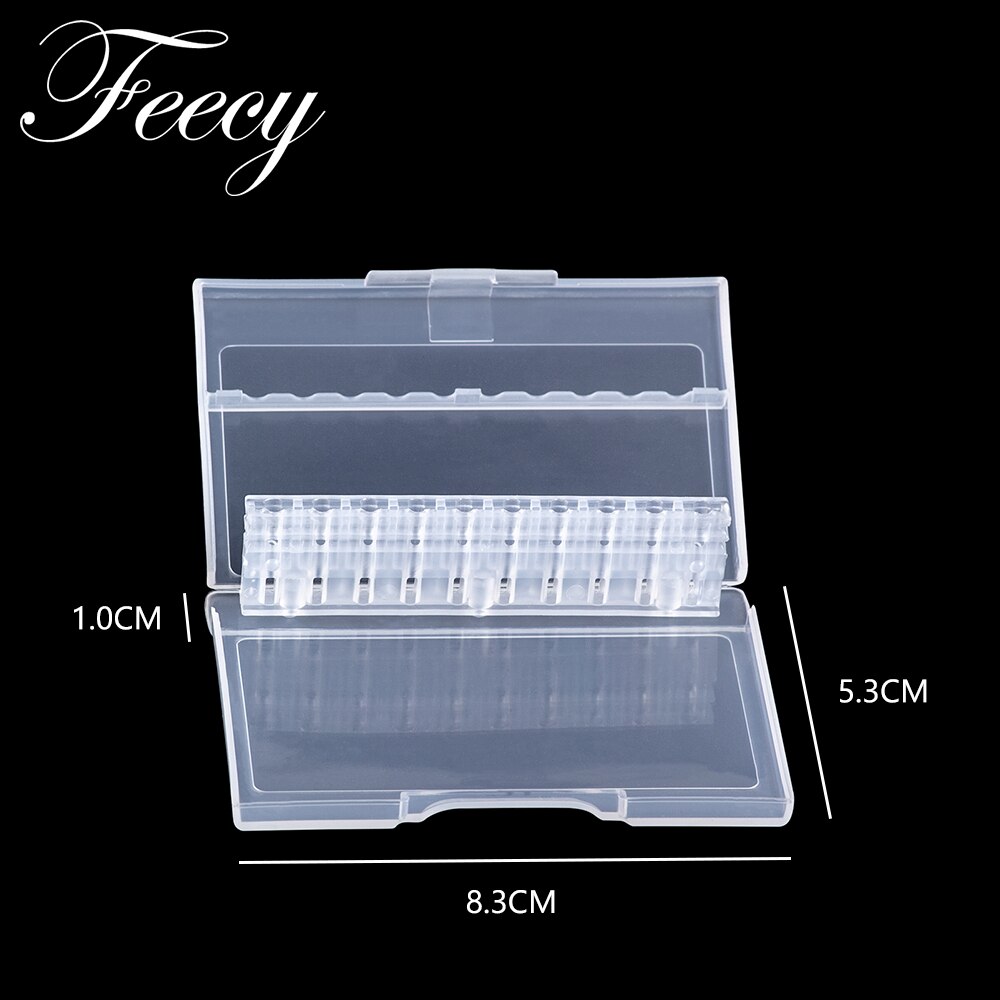 Acrylic Clear Storage Box for Nail Drill bits Holder Nail Milling Cutter Stand Display Container Empty 10/20 Slots Organizer