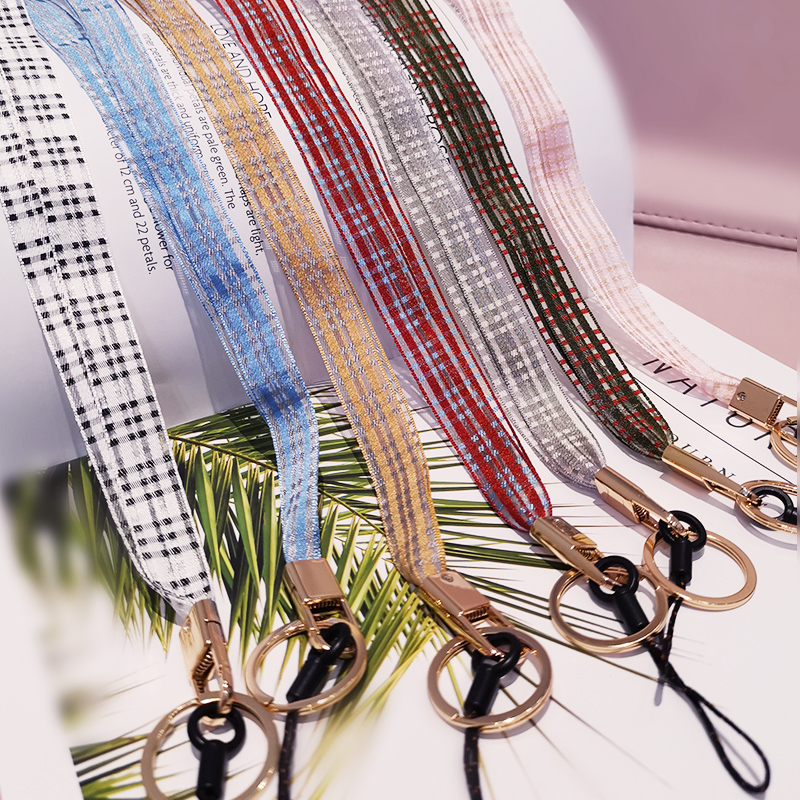 Plaid Lanyard for Iphone 13 Huawei Redmi Samsung Case Mobile Phone Bag Lanyard Keys ID Card Long Hanging Rope String