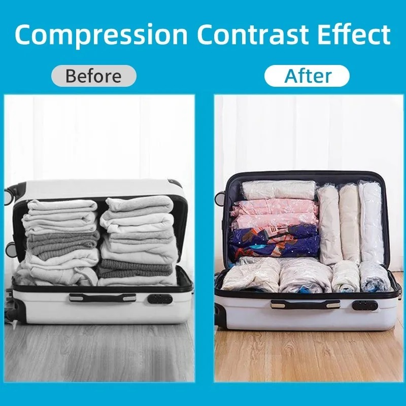 Kleidung Kompression Lagerung Taschen Hand rollen Kleidung Vakuum Beutel Verpackung Säcke Reise Platz Sparer Taschen für Gepäck Versiegelung Taschen
