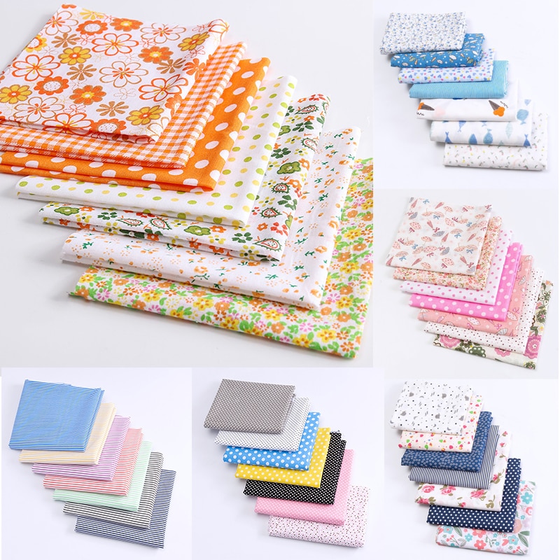 7pcs/set Vintage Floral Patchwork Fabric 100% Cotton Printed Cloth DIY Handmade Accessories for Sewing Dolls Needlework Material