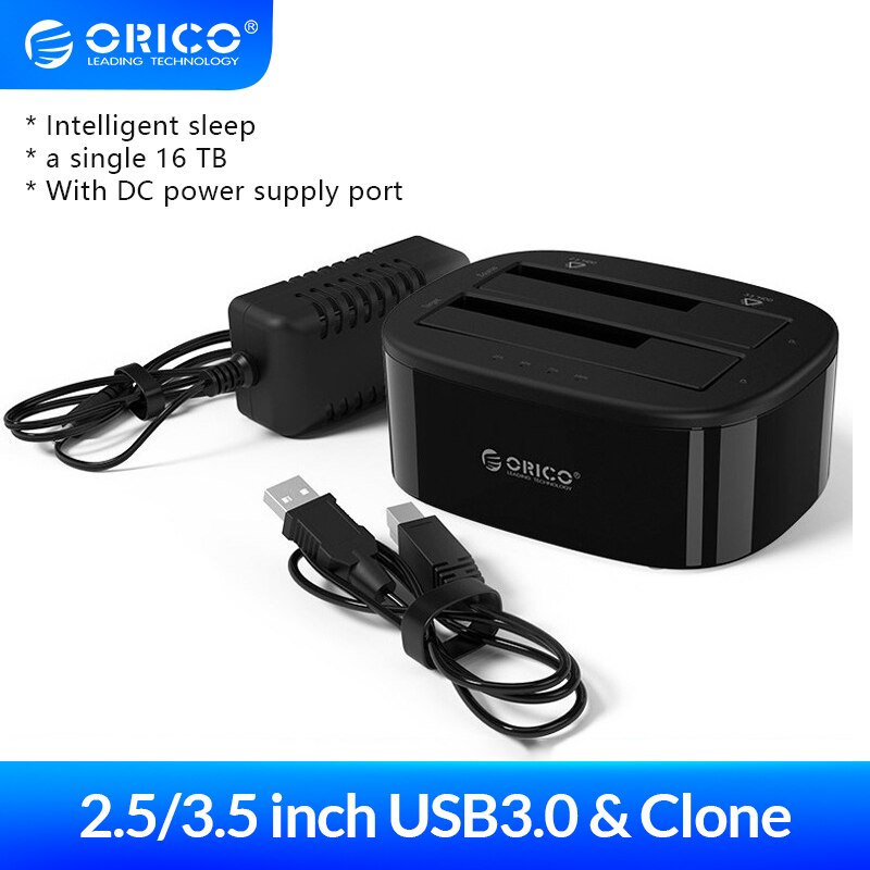 ORICO 6228US3 C Dual Bay HDD Docking Station with Offline Clone SATA to USB 3.0 External Hard Drive Docking for 3.5/2.5 HDD SSD