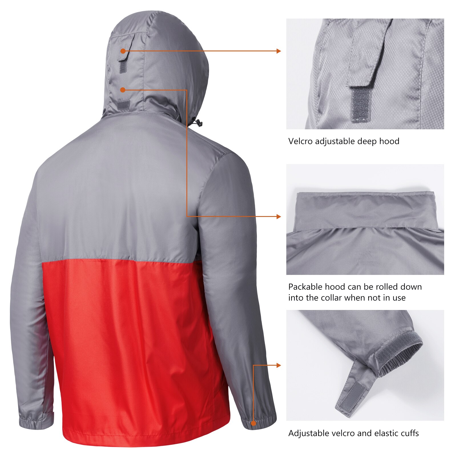 Bassdash Lightbare Series Men’s Lightweight Water Resistant Raincoat Ripstop Packable Breathable Hooded Windbreaker Jacket LB02M