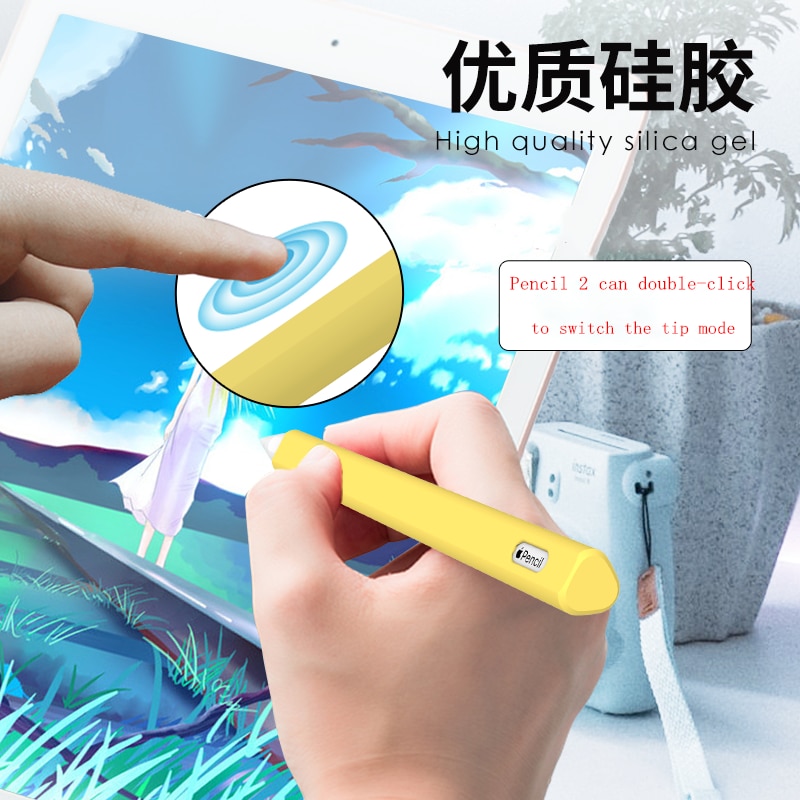 Cute Candy Color Silicone Pencil Case Cap For Apple Pencil 2/1 For iPad Tablet Touch Pen Stylus Cartoon triangl Protective Cover