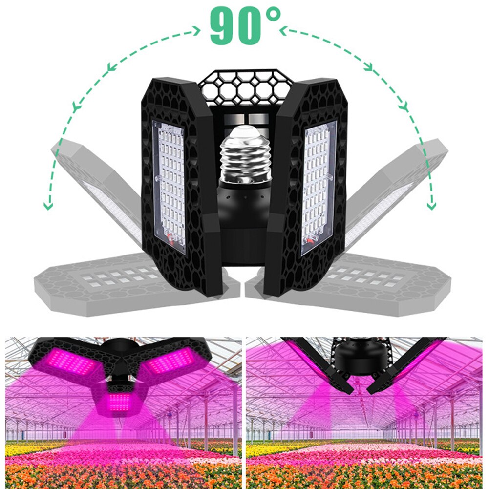 LED Plant Growth Light Red and Blue Spectrum 3-leaf Folding Plant Growing Light Lamp VJ