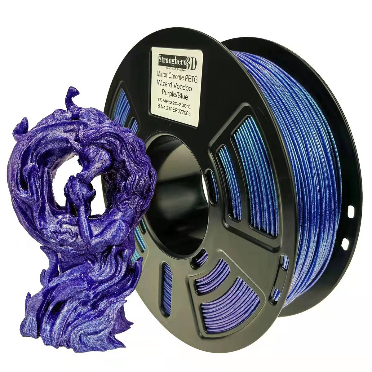 Filament pour impression 3D en PLA, effet miroir chromé, changement d&#39;angle, 1.75mm, 1kg, décoloration, dégradé arc-en-ciel, caméléon, meilleure Transition: PETGPurple Blue