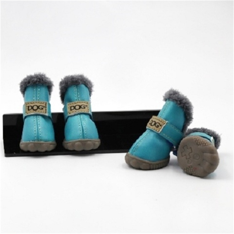 Leather Dog Snow Boots Waterproof Chihuahua Pug Shoes Pet Supplies 4 Pcs/set Winter Pet Dog Shoes For Small Dogs Cats Super Warm