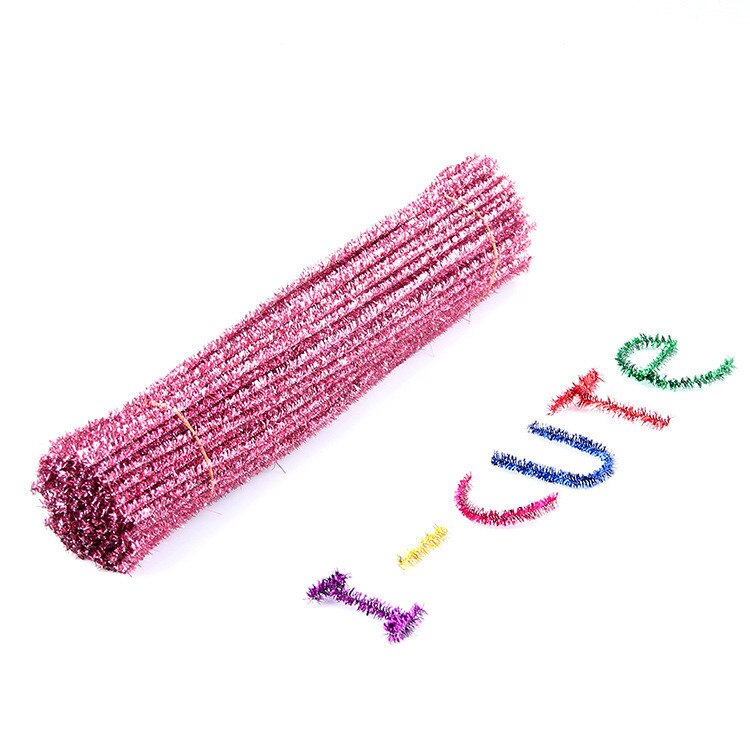100pcs 30cm Glitter Chenille Stems Pipe Cleaners Arts DIY Craft Supplies Christmas Birthday Decorations Home Party Accessories
