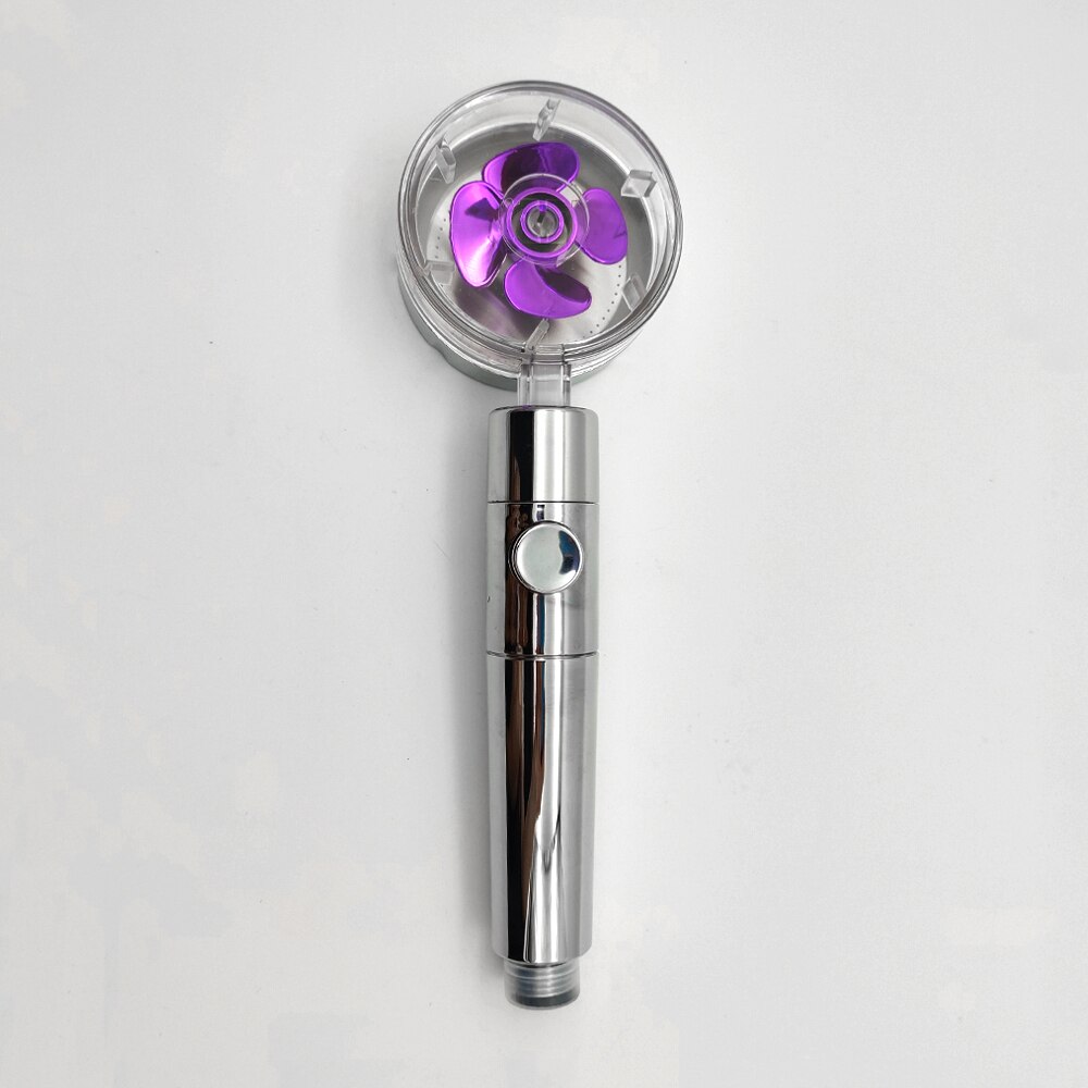 Pommeau de douche avec bouton d&#39;arrêt, économie d&#39;eau, haute pression, buse de pulvérisation, accessoires de salle de bain, nouveauté: Purple Fan Shower