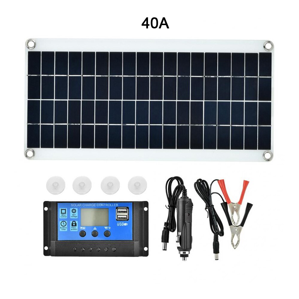 25w 12v Solar Panel Dual USB Output Solar Solar Panel For Car Yacht Battery Boat Charger Home System Kit Supplies: 40A controller