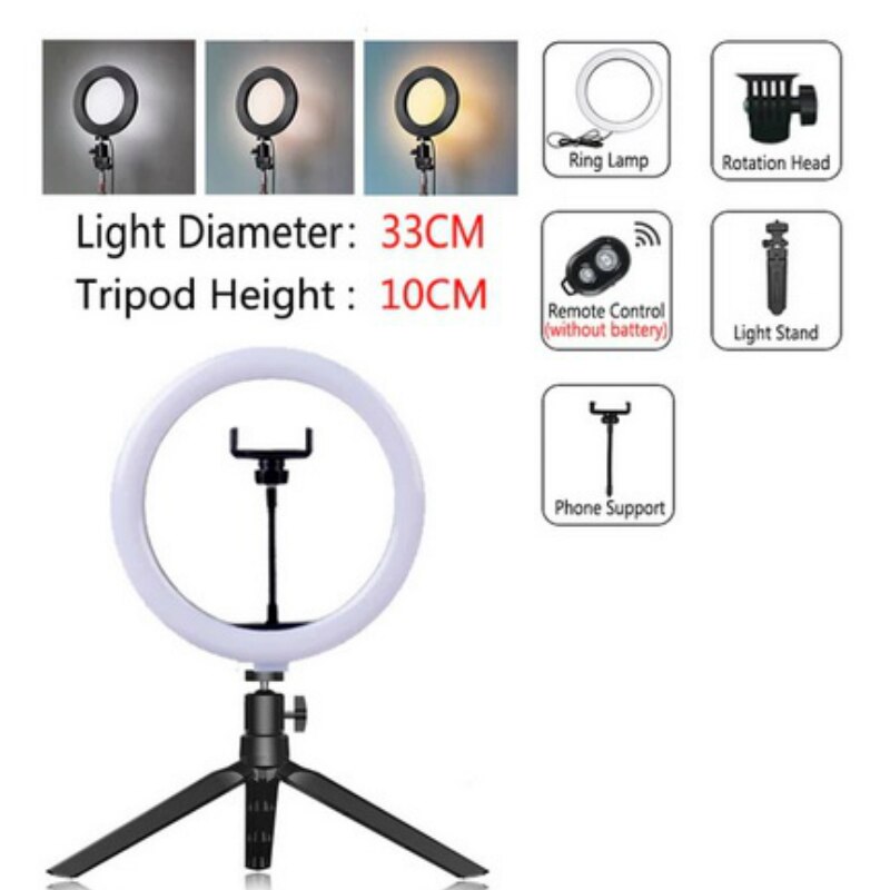 LED Selfie Ring Light Dimmable LED Ring Lamp Photo Video Camera Phone Light ringlight For Live Fill Light: 33CM-TH0.1