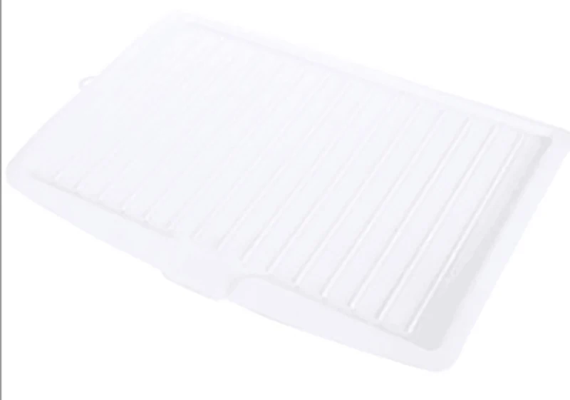 Escurridor de platos de plástico para cocina, bandeja escurridora de platos, estante de secado para fregadero grande, organizador de encimera, estante de secado para platos: Gris claro