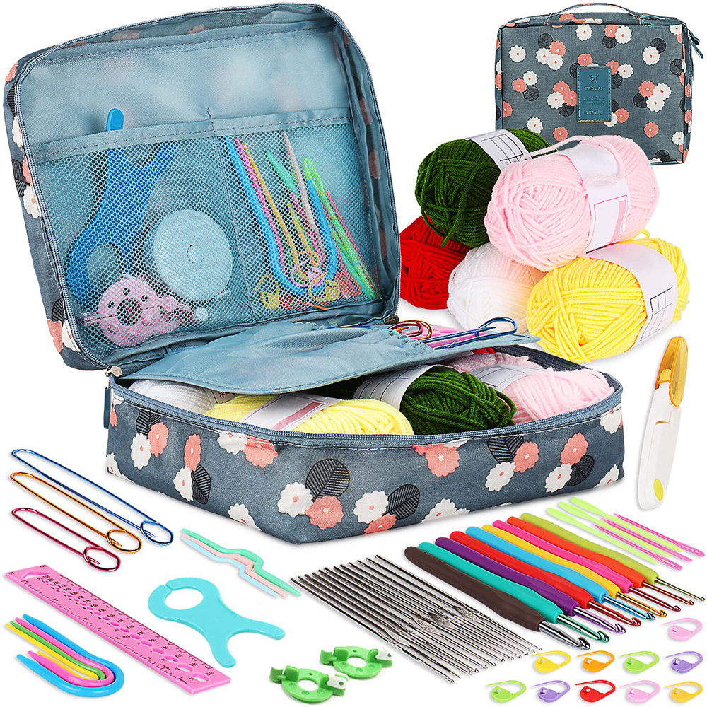 Kit de crochet pour débutants et adultes, kits de crochet pour débutants, aiguilles à tricoter pour enfants et plus un kit pour débutants plus idéal: Gris clair