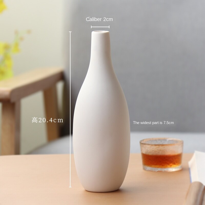 Lille mund vase hvid keramik mat vase porcelæn vase til plante tørret blomster dekoration beholder minimalistisk hjemmebord dekoration