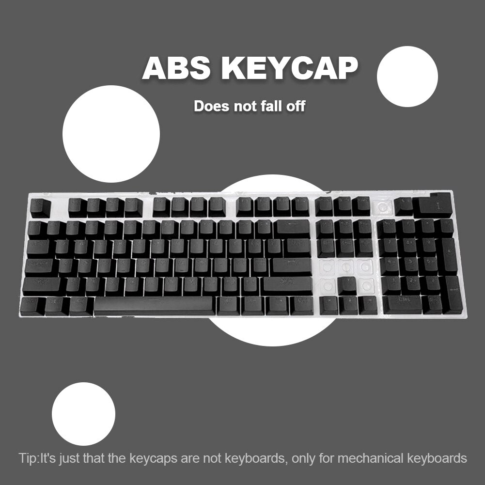 Capuchons de touches de clavier vierge pour clavier mécanique Cherry MX, ABS, 104, double, barre d&#39;espace, interrupteurs: Black