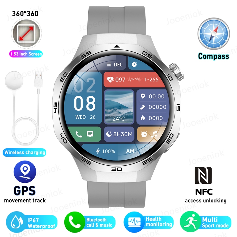 Nowy inteligentny zegarek GPS dla mężczyzn Huawei GT5 zawodowiec szafir HD Ekran tętna BluetoothCall NFC IP68 Wodoodporny zdrowy Smartwatch: czarny