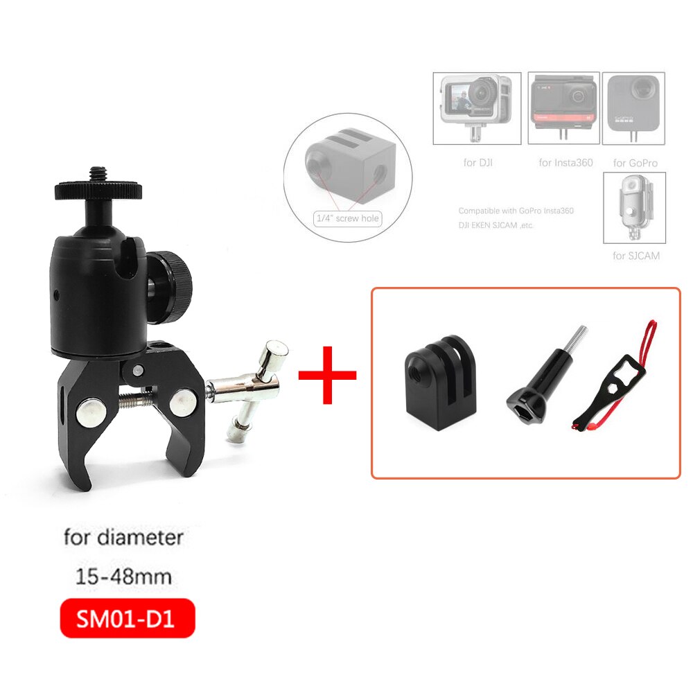TUYU Motorrad Dritten Person Perspektive Lenker Halterung für GoPro DJI Insta360 Ein R X2 Unsichtbare Selfie Stick Zubehör: SM01-D1-adapter