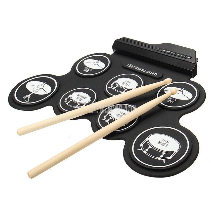 Roll-Up Usb Siliconen Drum Set Compact Size Digitale Elektronische Drum Kit 7 Drum Pads Met Drumsticks Voetpedaal voor Beginner Kids
