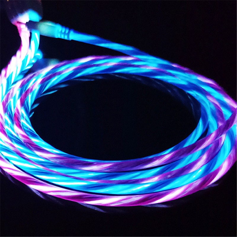 Typ-C USB 3.0 Kabel Für Samsung A50 A10 S10 Huawei P20 lite Ehre 8X LED Fließende Sichtbares Licht leuchtenden Mikro USB Ladung Schnur