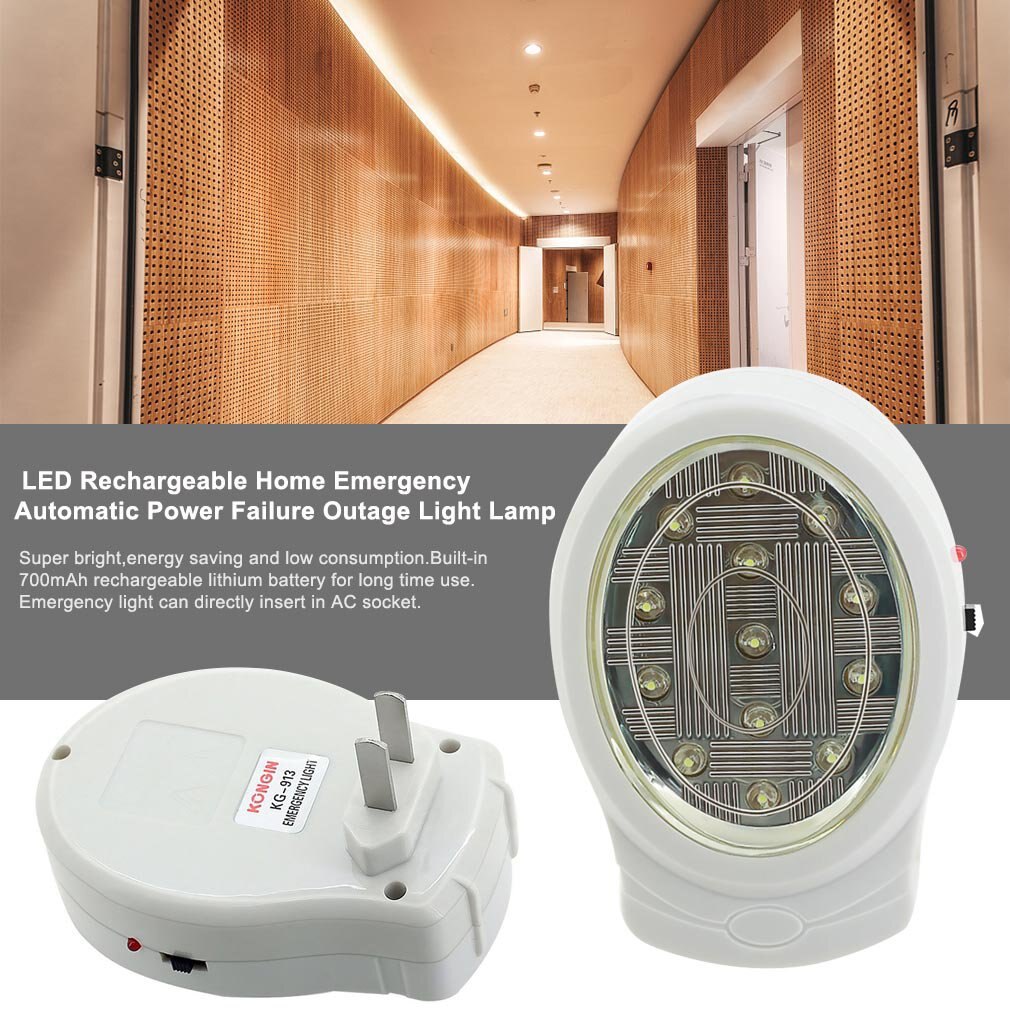 2W 13 LED Rechargeable Home Emergency Light Automatic Power Failure Outage Lamp Bulb Night Light 110-240V US Plug