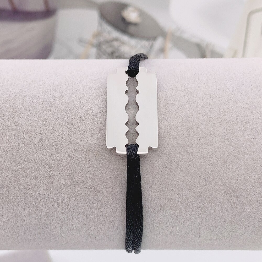Stainless Steel Bracelet De Rasoir Blade Razor Bracelet With Black Red Rope Adjustable France Famous Brand Jewelry