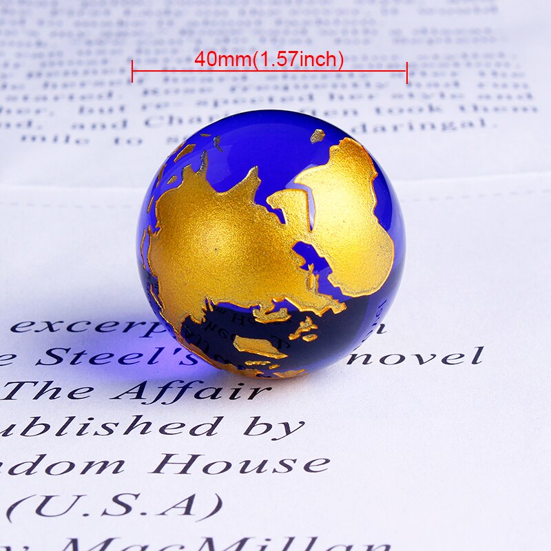 Blue Gold Crystal Aarde Model Global World Map Bol Feng Shui Woondecoratie Accessoire Craft Geografie