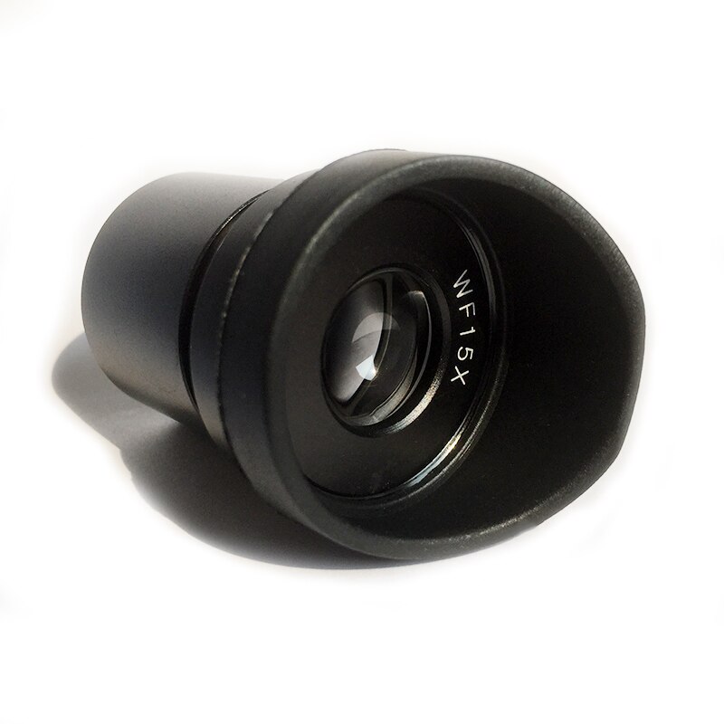 Lente Ocular WF15X de amplio campo, lente Ocular para microscopio estéreo, tamaño de montaje de 30 30,5mm con protectores de copas oculares de caucho