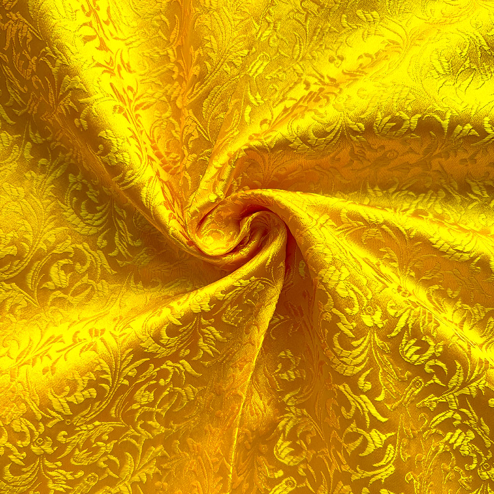 tarwe bloemen stijl damast zijde satijn brokaat jacquard stof kostuum bekleding meubilair gordijn kleding materiaal: 6 Yards / YELLOW