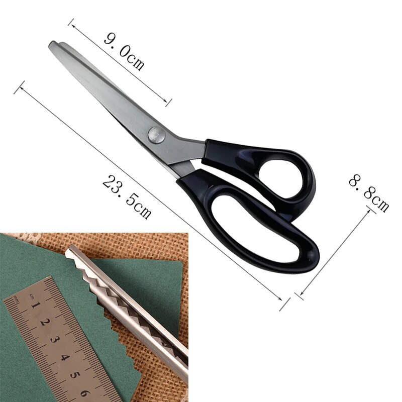 23.5cm Zig Zag Sewing Cut Dressmaking Tailor Shear Pinking Scissor Leather Craft Fabric Upholstery Tool Textile: Gold