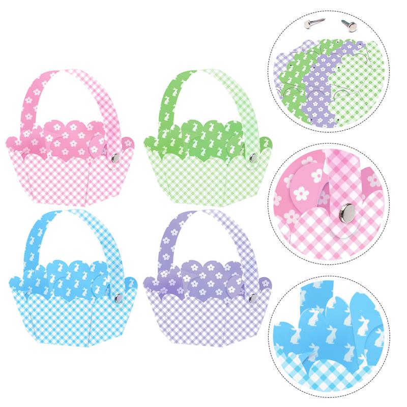 12pcs Delicate Easter DIY Baskets Adorable Egg Storage Baskets Festival Decors Easter Party Candy Bags